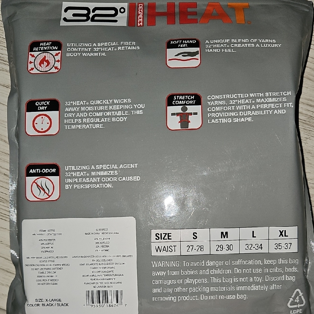 32 Degrees Heat Black Leggings 2 Pack XL - Picture 4 of 7